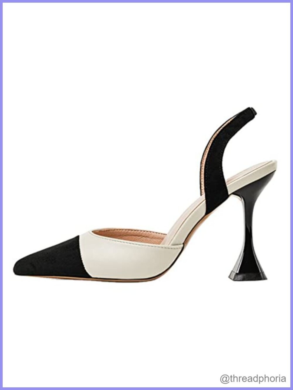 Coutgo Women's Slingback Pumps Pointed Toe Slip On Stiletto Heels Patchwork